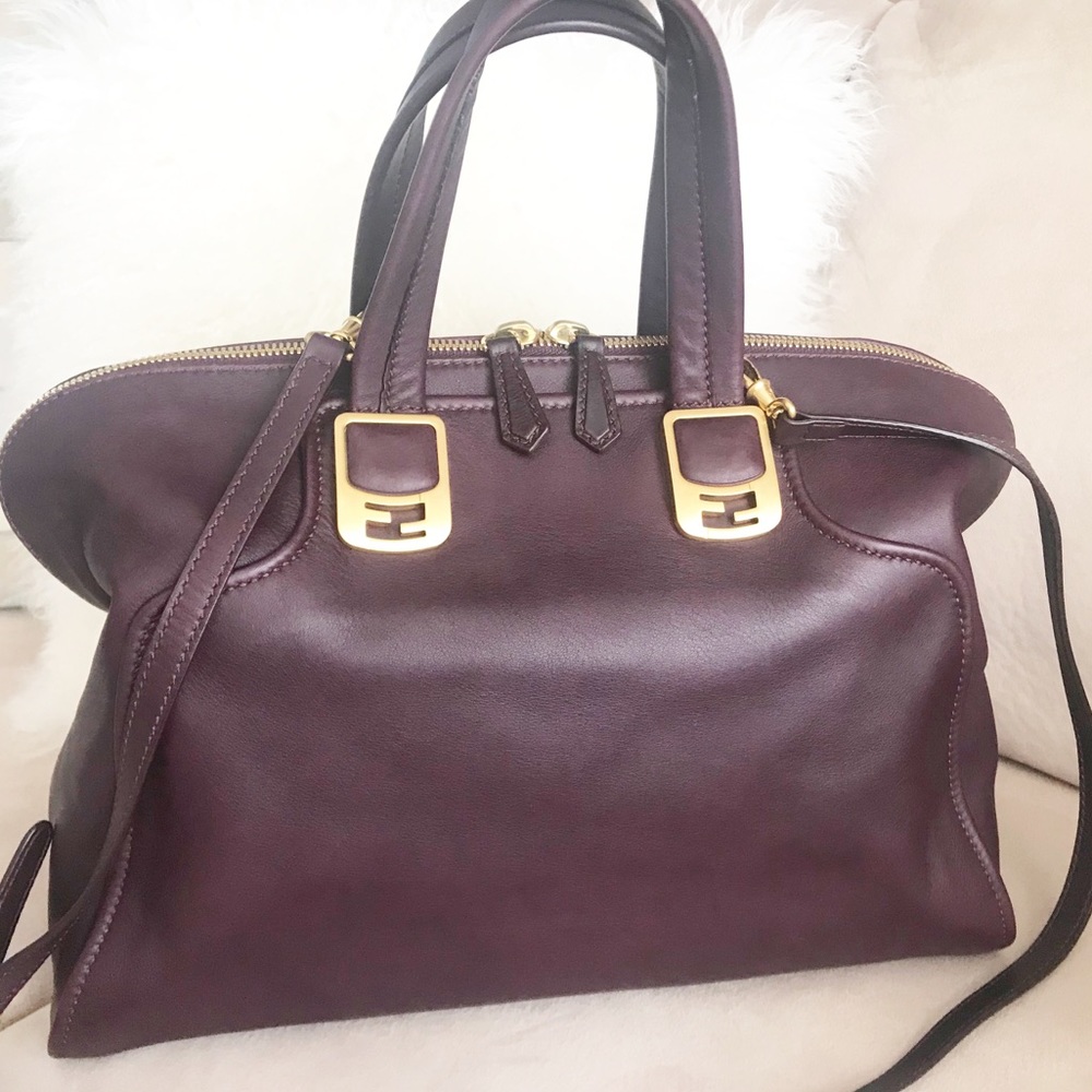 FENDI Chameleon Prune Satchel Large Travel Bag